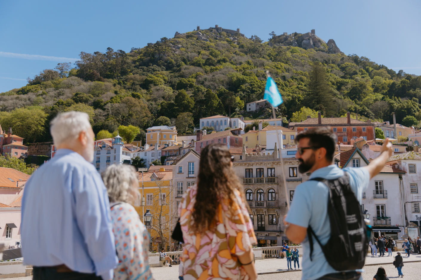 group of tourists exploring sintra with a tour guide